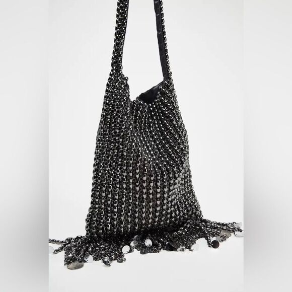 ZARA METAL APPLIQUÉS SHOULDER BAG - Picture 4 of 8